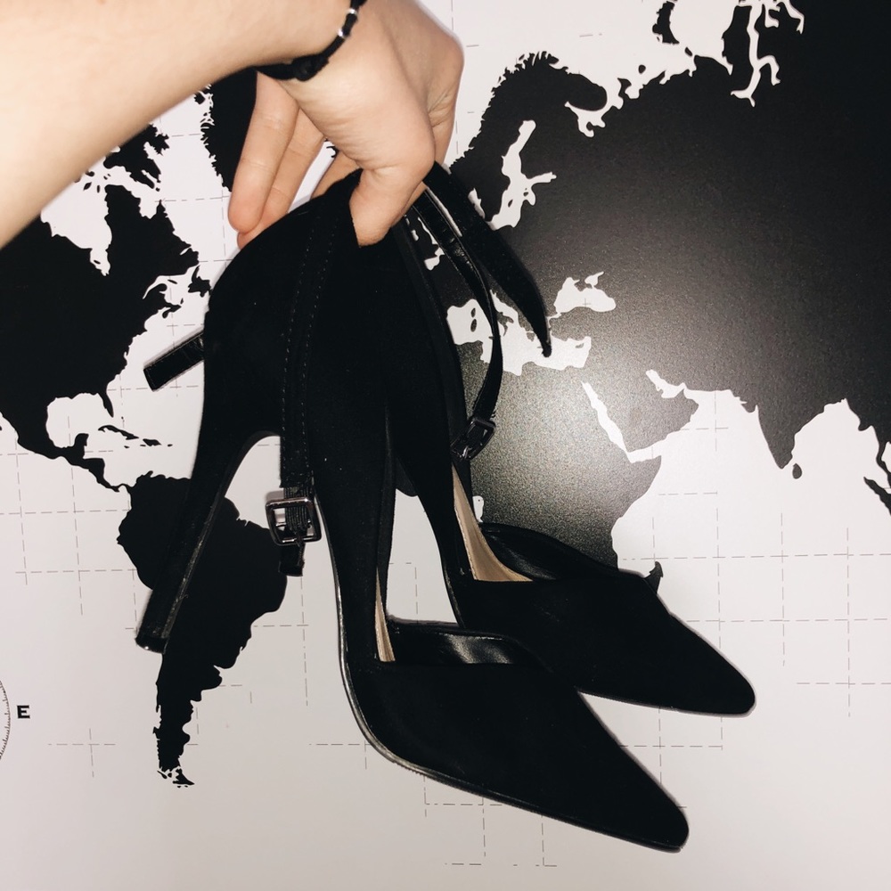 Black strapped heels